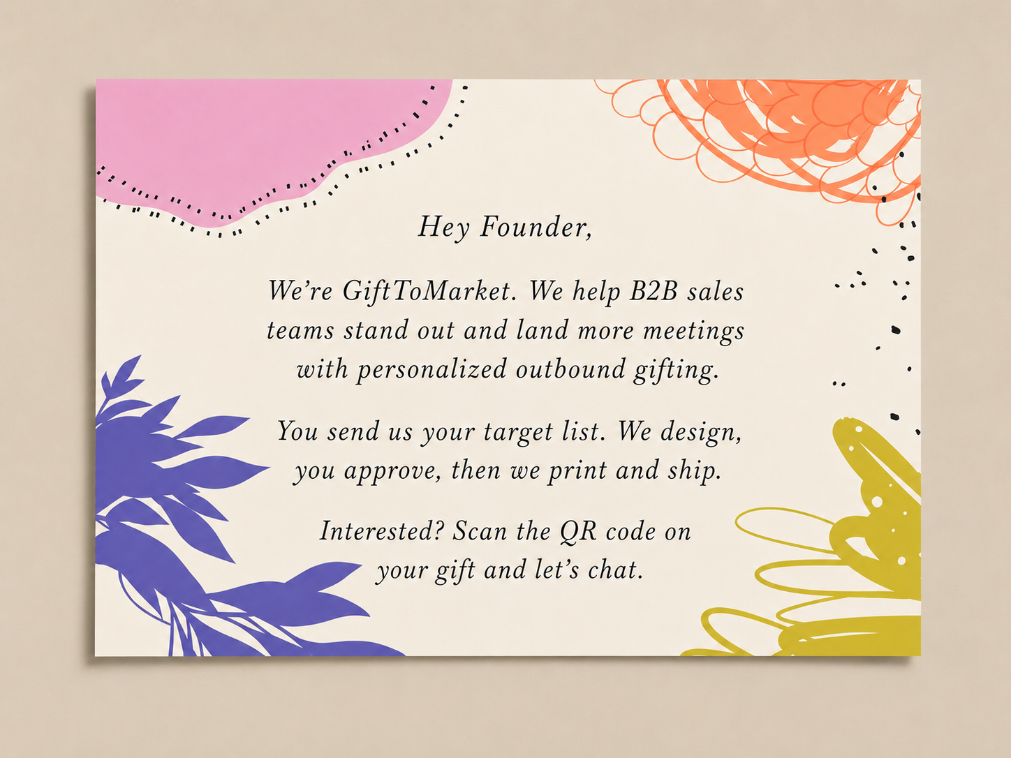 Sent Along Your Note campaign mockup