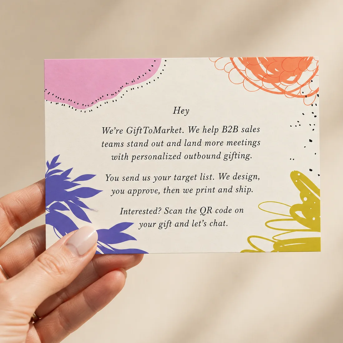 Sent Along Your Note — Personalized note card
